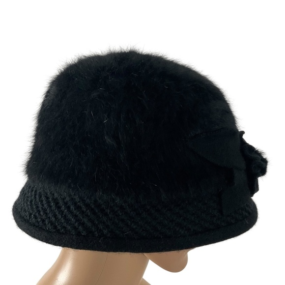 Silverstone Black Angora Blend Bucket Hat Flower Accent One Size Fits most - Picture 5 of 10